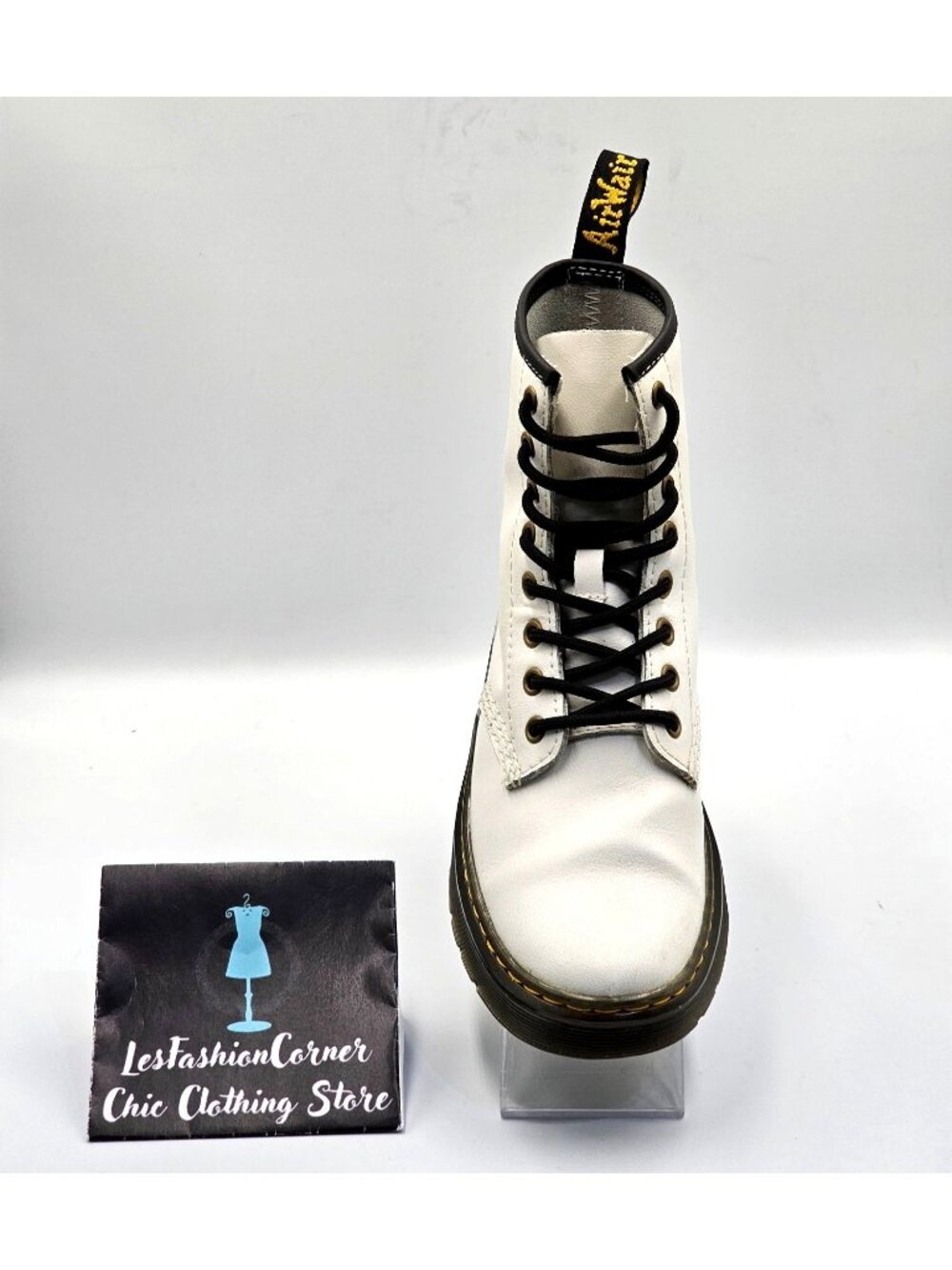 Dr. Martens Women's White Leather Zavala Lace-Up Combat Boots Size 6 2347 - Picture 14 of 16